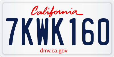 CA license plate 7KWK160