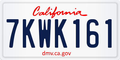 CA license plate 7KWK161