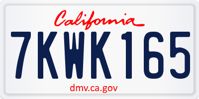 CA license plate 7KWK165