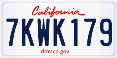CA license plate 7KWK179