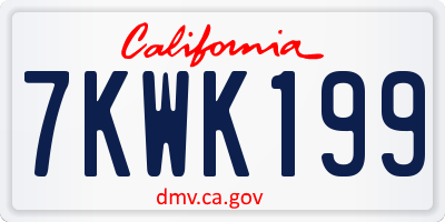 CA license plate 7KWK199