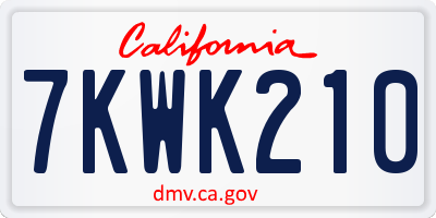 CA license plate 7KWK210
