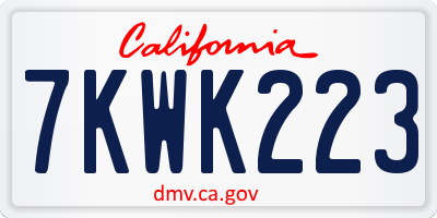 CA license plate 7KWK223