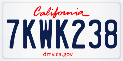 CA license plate 7KWK238