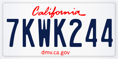 CA license plate 7KWK244