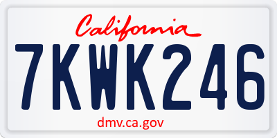 CA license plate 7KWK246