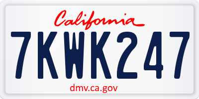 CA license plate 7KWK247