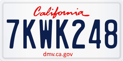 CA license plate 7KWK248
