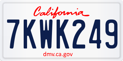 CA license plate 7KWK249