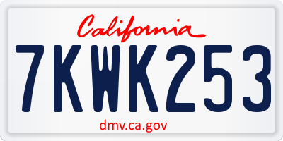 CA license plate 7KWK253