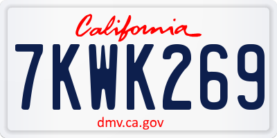 CA license plate 7KWK269