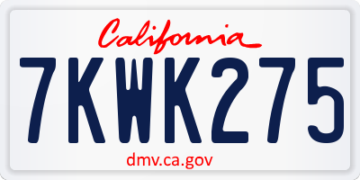 CA license plate 7KWK275
