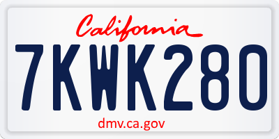 CA license plate 7KWK280