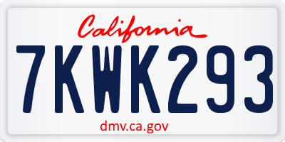 CA license plate 7KWK293