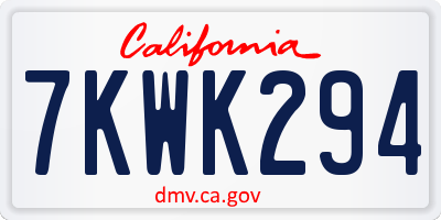 CA license plate 7KWK294