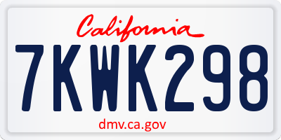 CA license plate 7KWK298