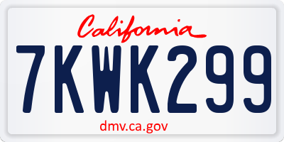 CA license plate 7KWK299