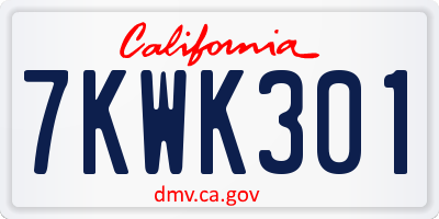 CA license plate 7KWK301
