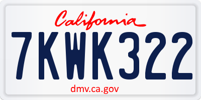 CA license plate 7KWK322