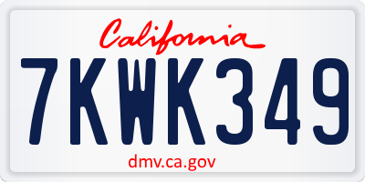 CA license plate 7KWK349