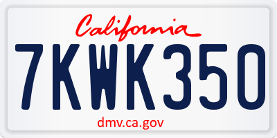 CA license plate 7KWK350