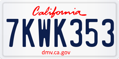 CA license plate 7KWK353