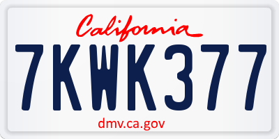 CA license plate 7KWK377