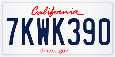 CA license plate 7KWK390