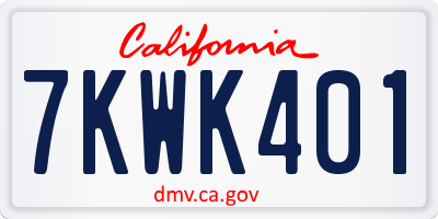 CA license plate 7KWK401