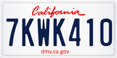 CA license plate 7KWK410