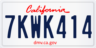 CA license plate 7KWK414