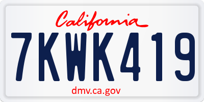 CA license plate 7KWK419