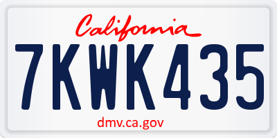 CA license plate 7KWK435