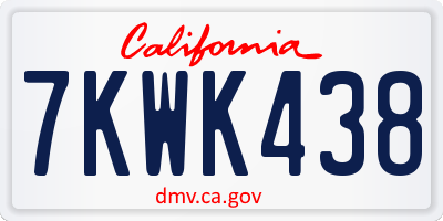 CA license plate 7KWK438