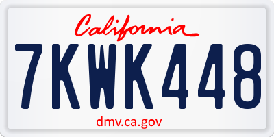 CA license plate 7KWK448