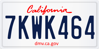 CA license plate 7KWK464