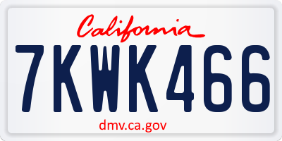CA license plate 7KWK466