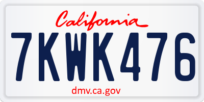 CA license plate 7KWK476