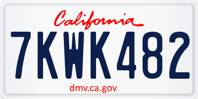 CA license plate 7KWK482