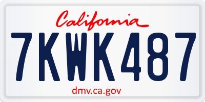 CA license plate 7KWK487