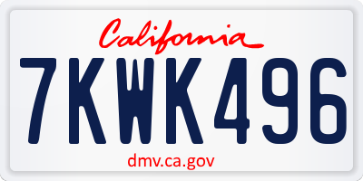 CA license plate 7KWK496