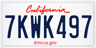CA license plate 7KWK497