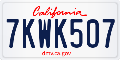 CA license plate 7KWK507