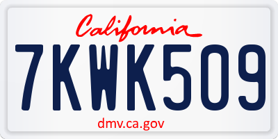 CA license plate 7KWK509