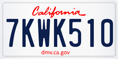 CA license plate 7KWK510