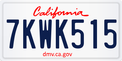 CA license plate 7KWK515