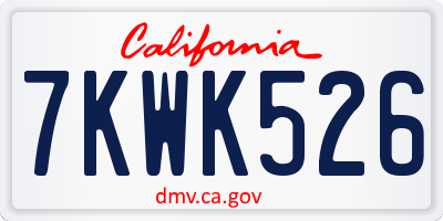 CA license plate 7KWK526
