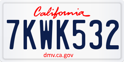 CA license plate 7KWK532