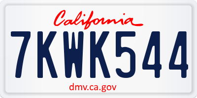 CA license plate 7KWK544