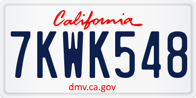 CA license plate 7KWK548
